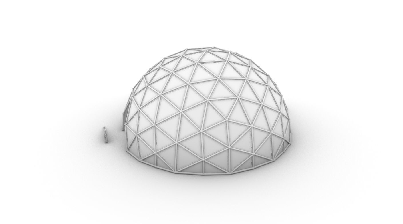 Geodesic Dome Large with Frame and Panels and Entryway 3D model_41