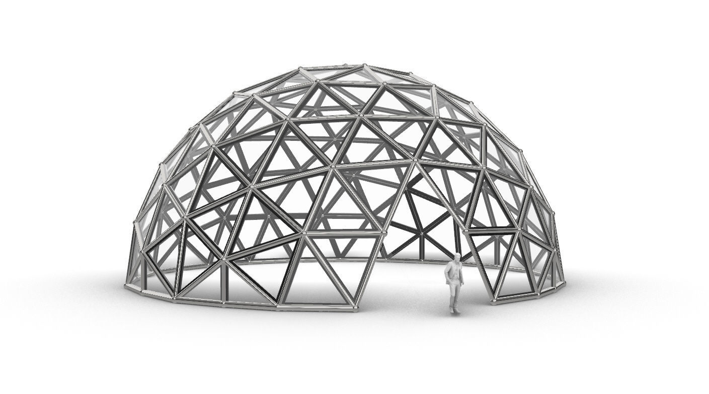 Geodesic Dome Large with Frame and Panels and Entryway 3D model_17