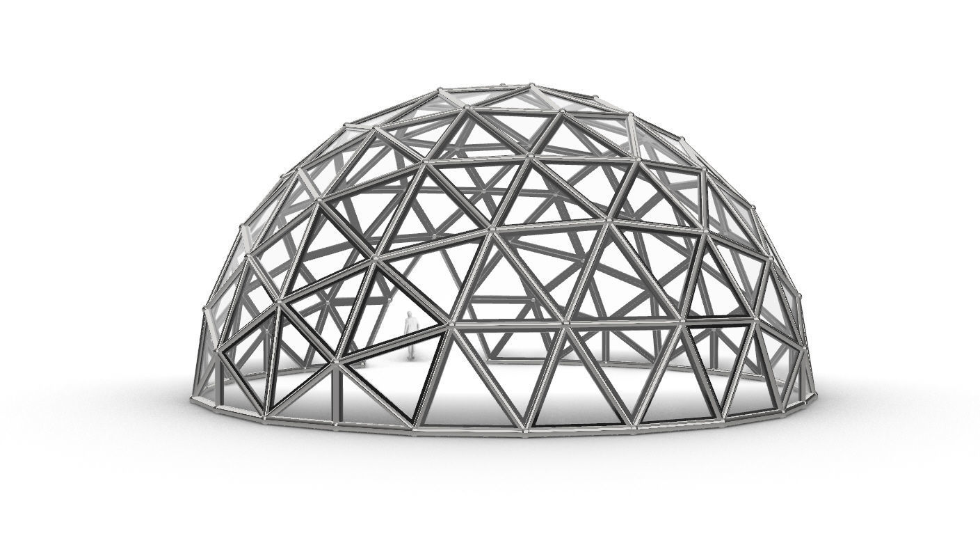 Geodesic Dome Large with Frame and Panels and Entryway 3D model_7