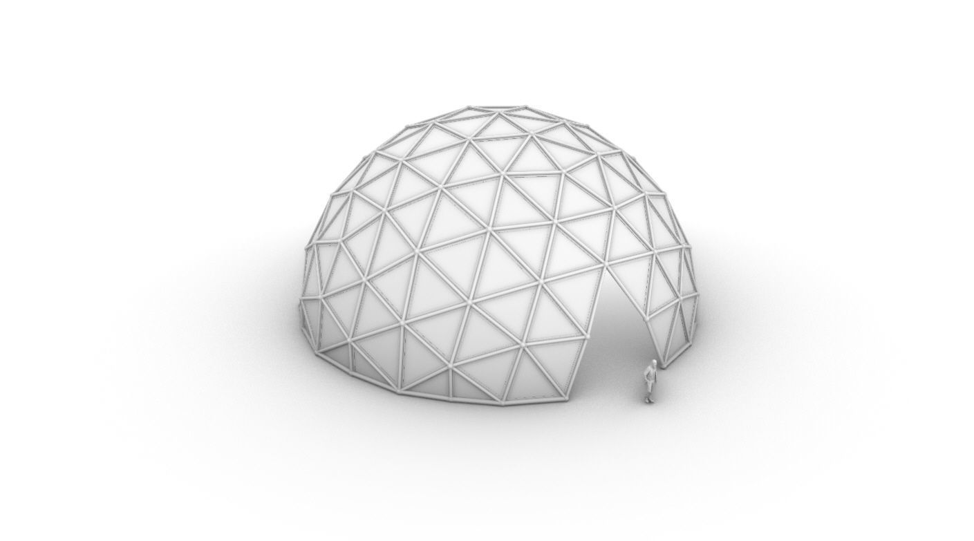 Geodesic Dome Large with Frame and Panels and Entryway 3D model_56