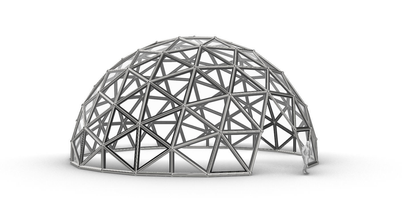 Geodesic Dome Large with Frame and Panels and Entryway 3D model_16