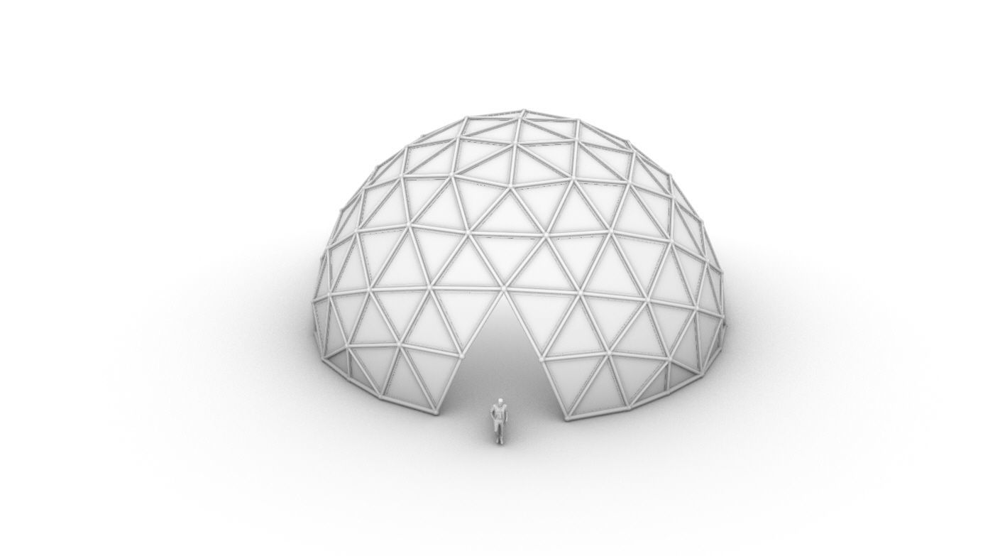 Geodesic Dome Large with Frame and Panels and Entryway 3D model_58