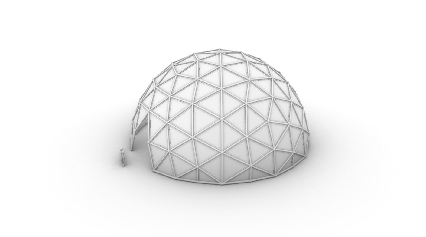 Geodesic Dome Large with Frame and Panels and Entryway 3D model_42