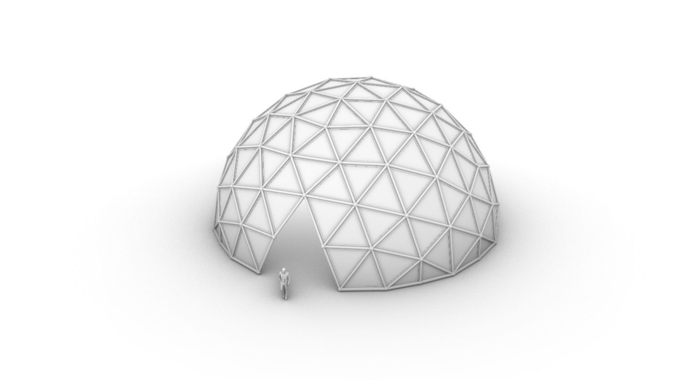 Geodesic Dome Large with Frame and Panels and Entryway 3D model_60
