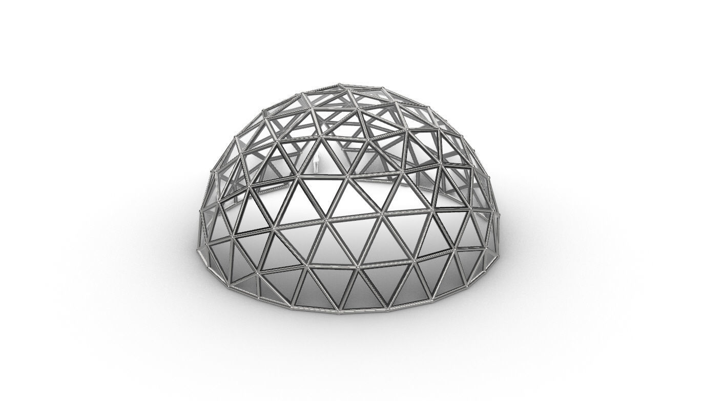 Geodesic Dome Large with Frame and Panels and Entryway 3D model_27