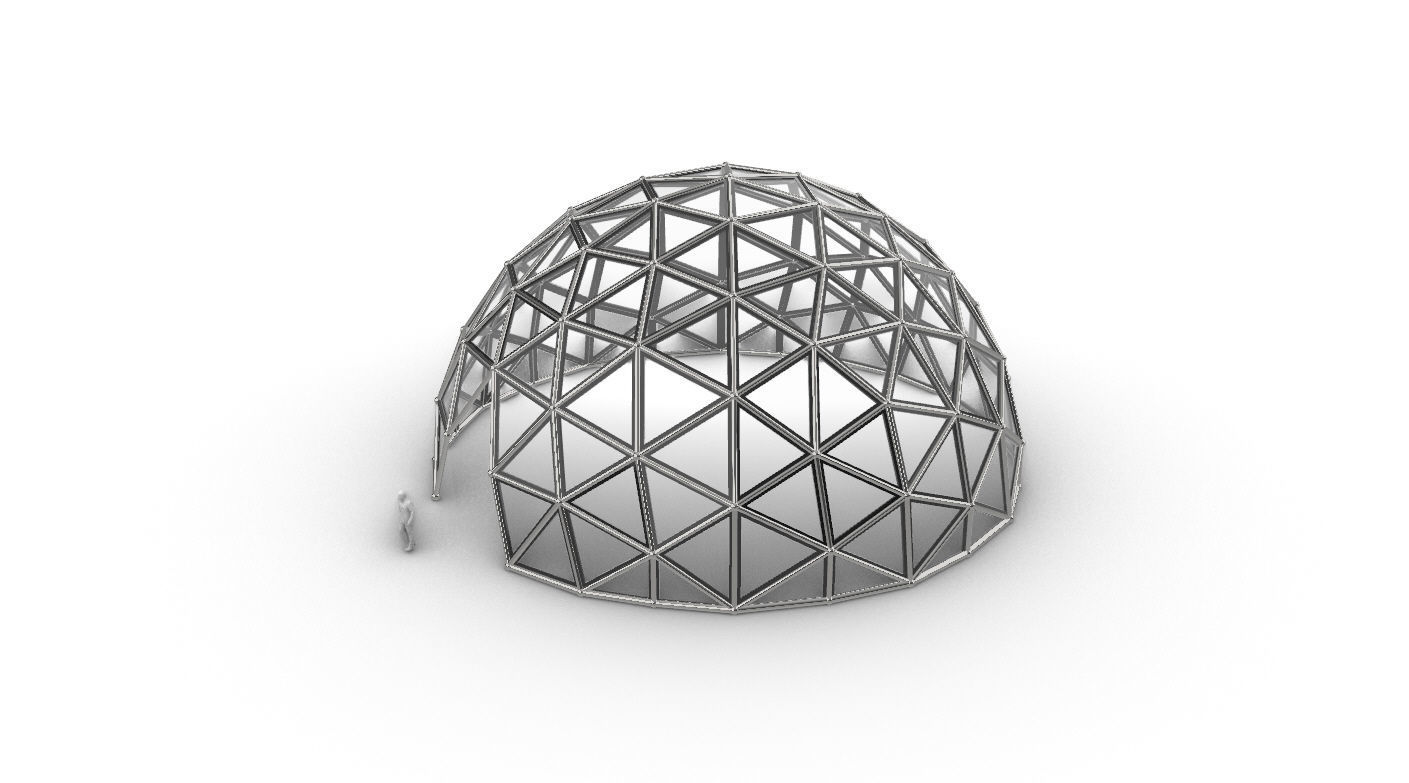 Geodesic Dome Large with Frame and Panels and Entryway 3D model_21