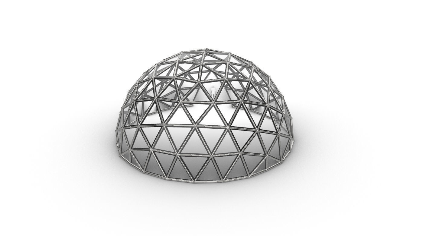 Geodesic Dome Large with Frame and Panels and Entryway 3D model_28