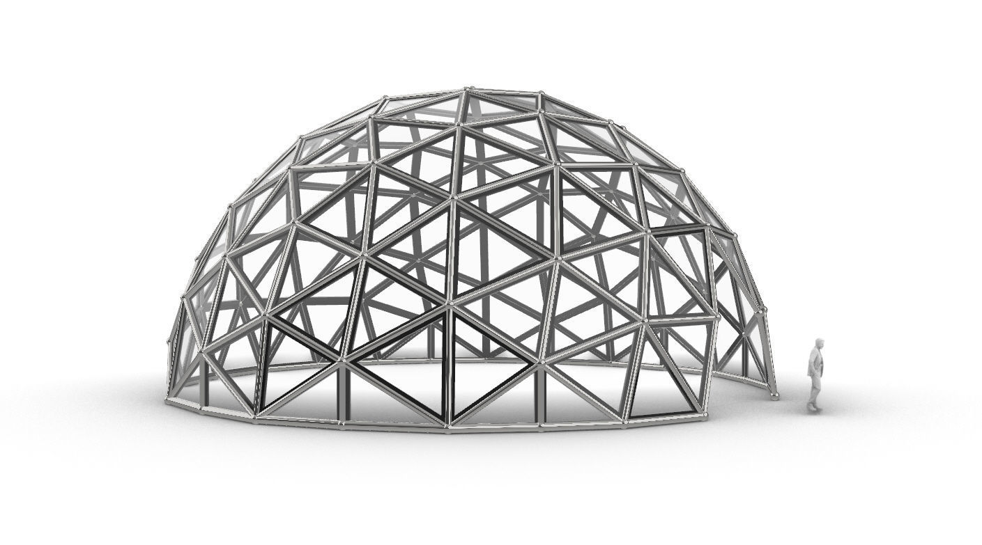 Geodesic Dome Large with Frame and Panels and Entryway 3D model_15