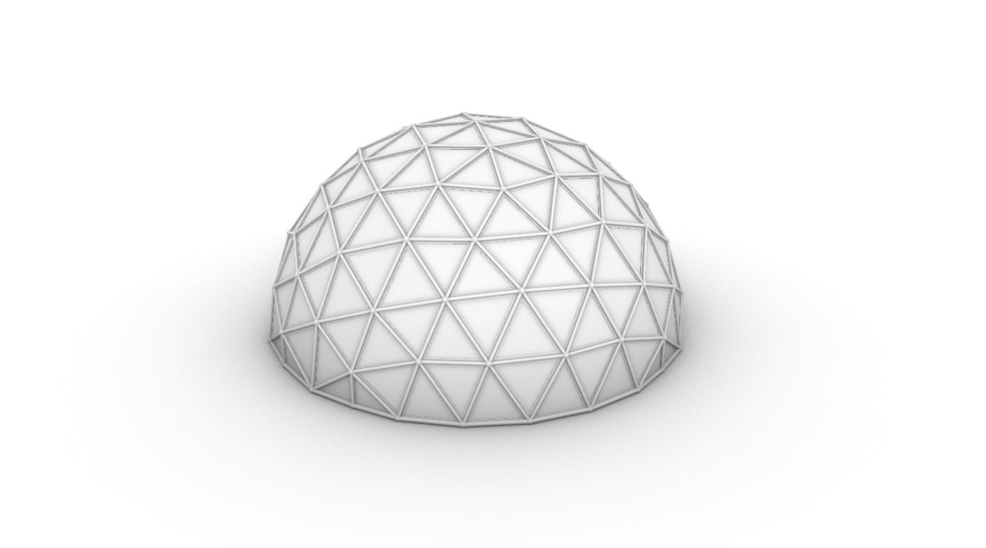 Geodesic Dome Large with Frame and Panels and Entryway 3D model_48