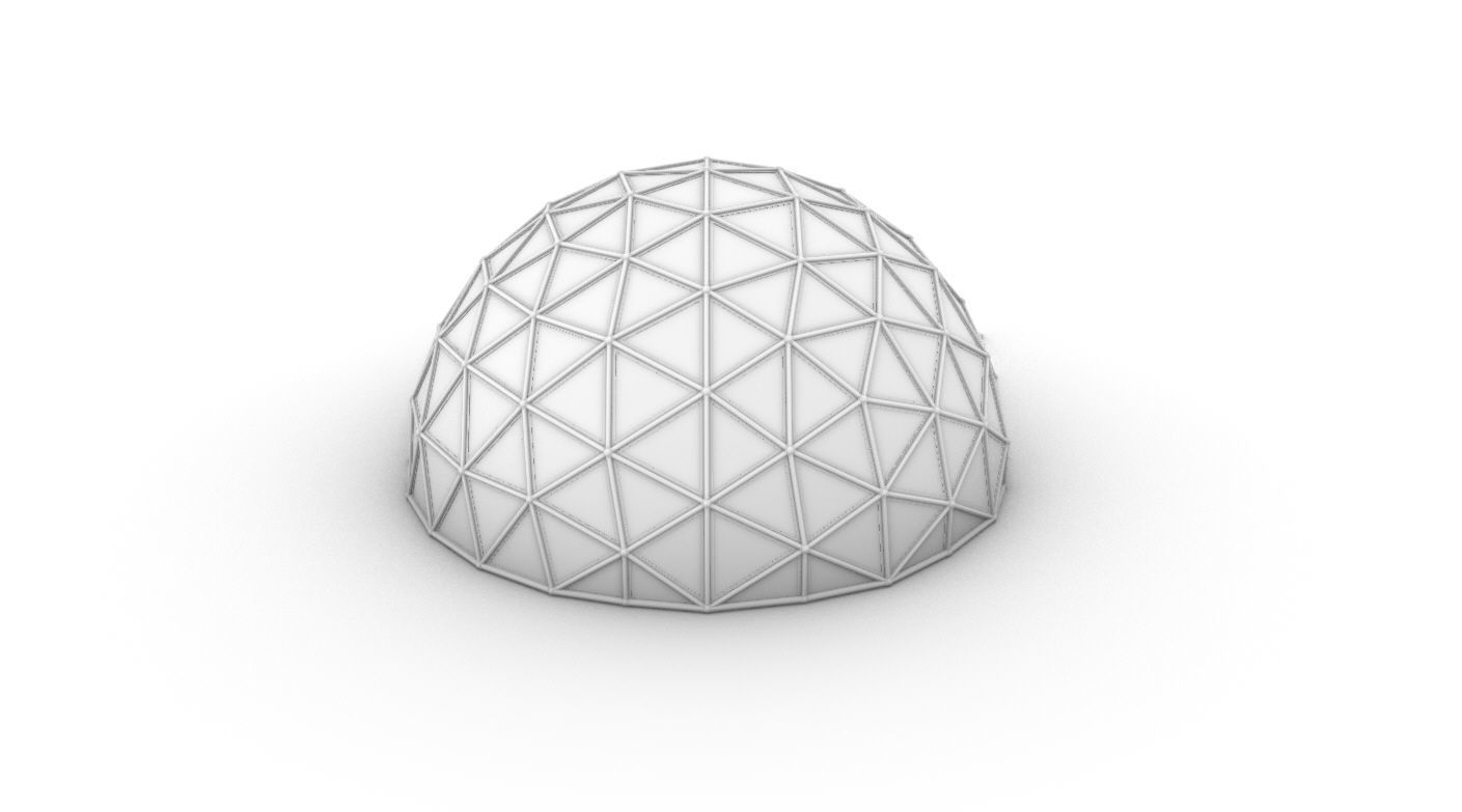 Geodesic Dome Large with Frame and Panels and Entryway 3D model_50