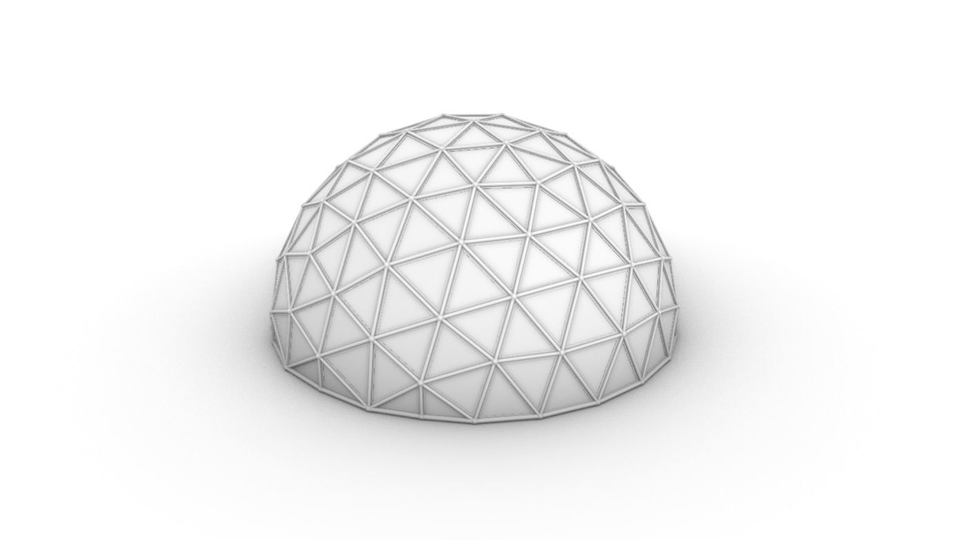 Geodesic Dome Large with Frame and Panels and Entryway 3D model_46