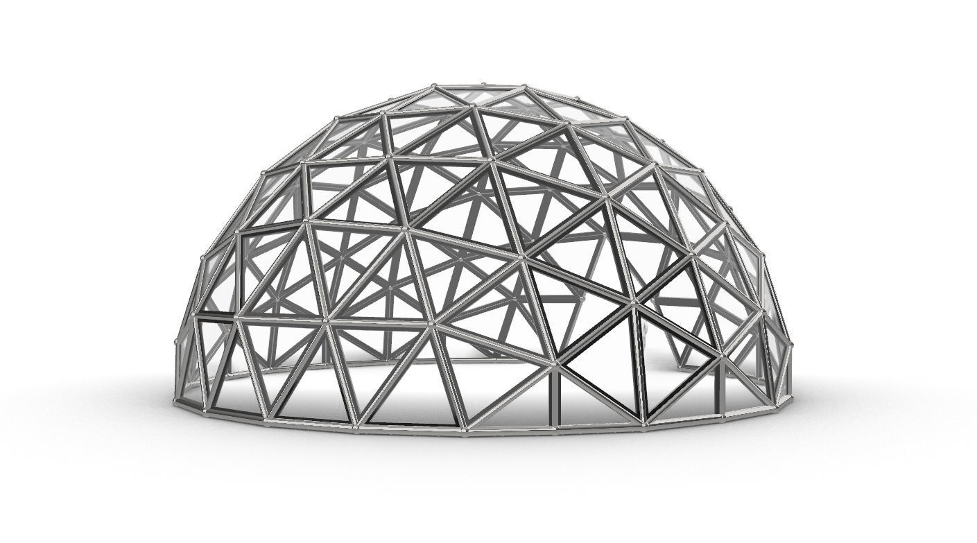 Geodesic Dome Large with Frame and Panels and Entryway 3D model_10