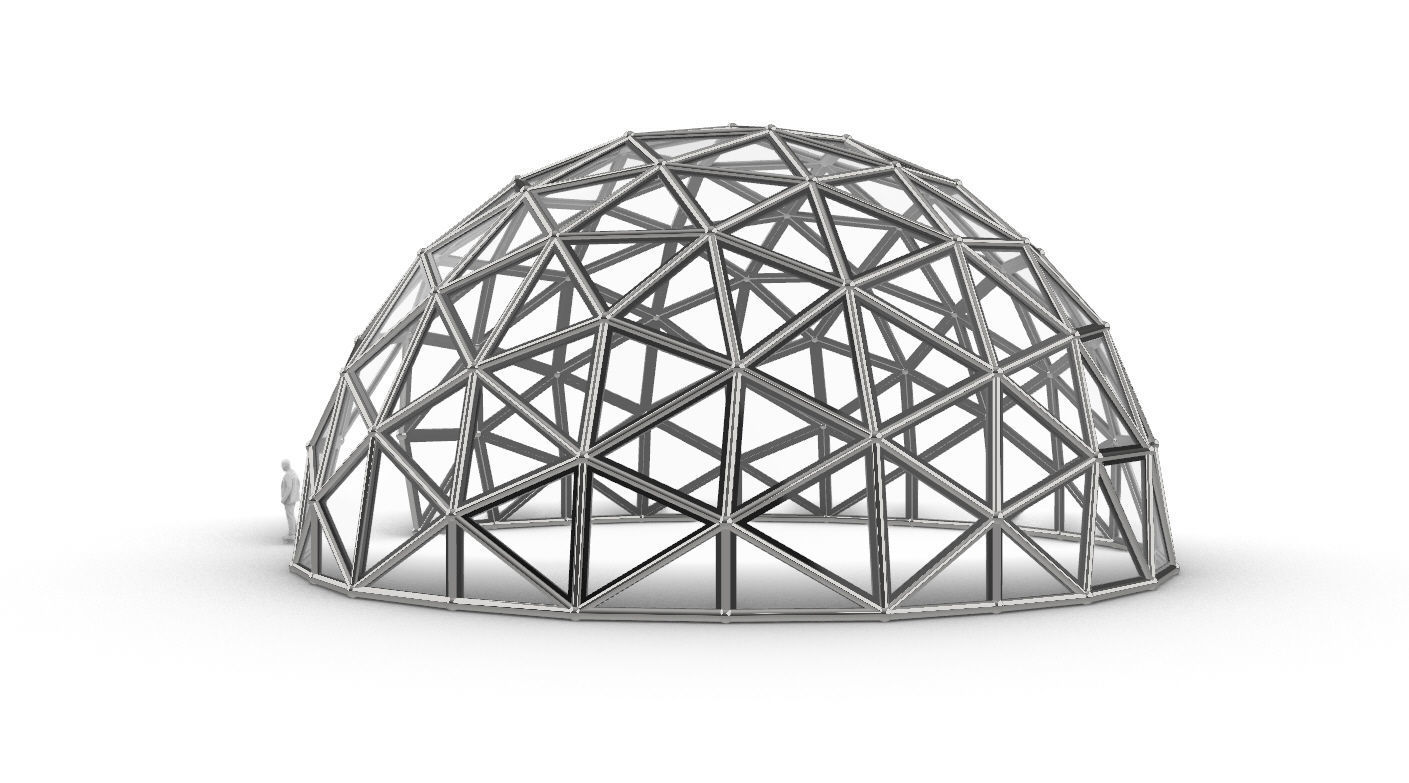 Geodesic Dome Large with Frame and Panels and Entryway 3D model_4