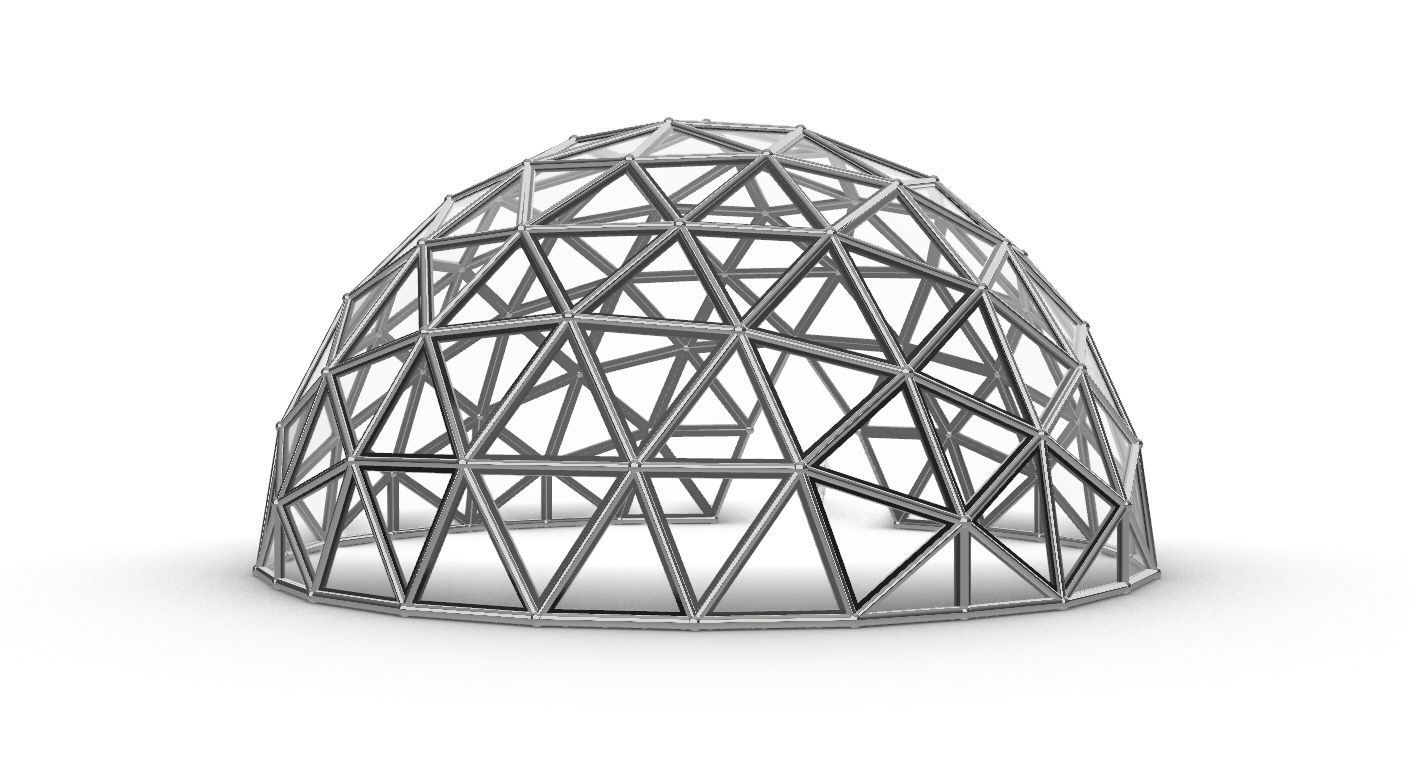 Geodesic Dome Large with Frame and Panels and Entryway 3D model_8