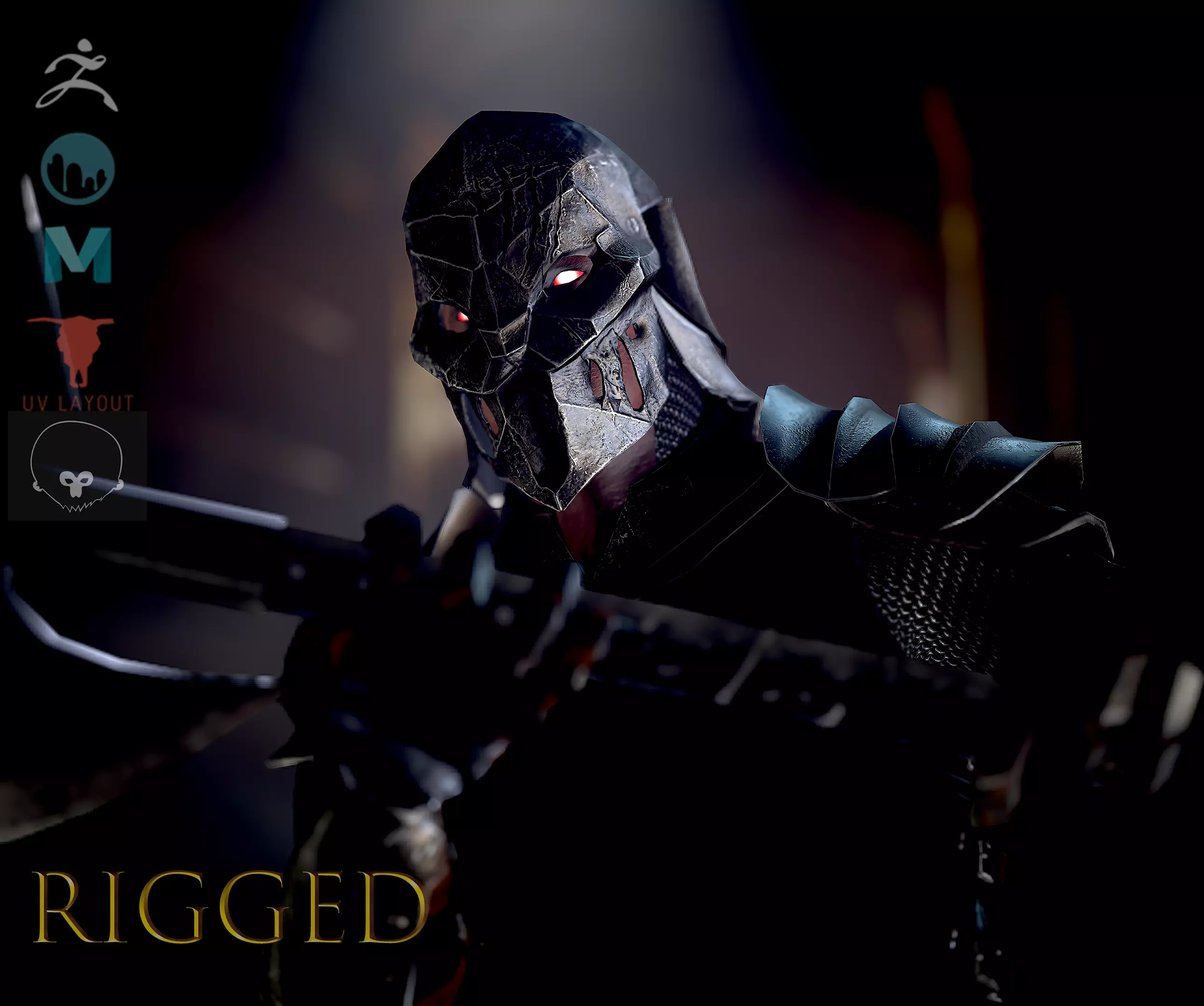 Knight -demon RIGGD Low-poly 3D model_0