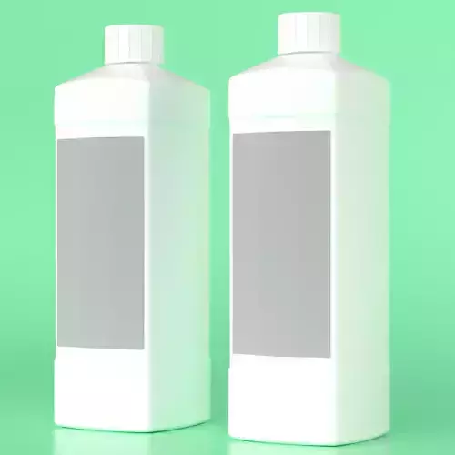 Square bottle of disinfectant