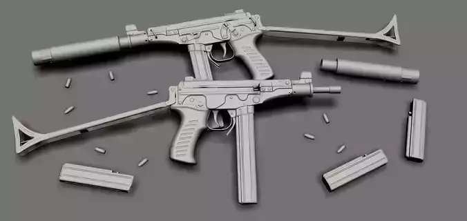 OTs-02 Kiparis SMG High-poly 3D model