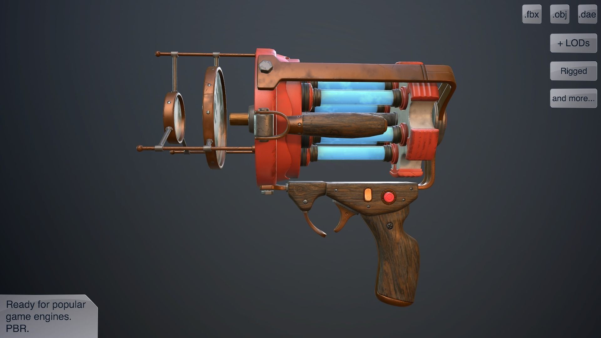 Retro laser pistol Low-poly 3D model_4