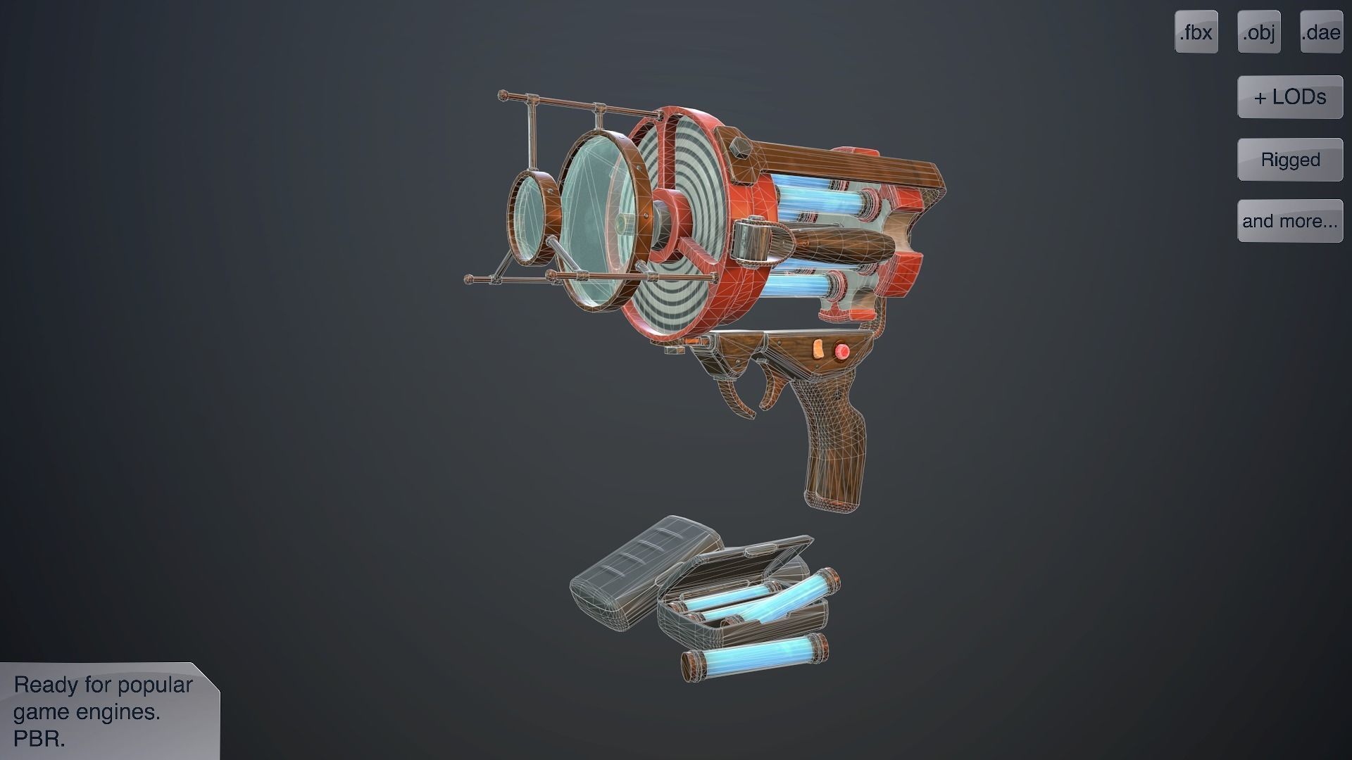 Retro laser pistol Low-poly 3D model_1