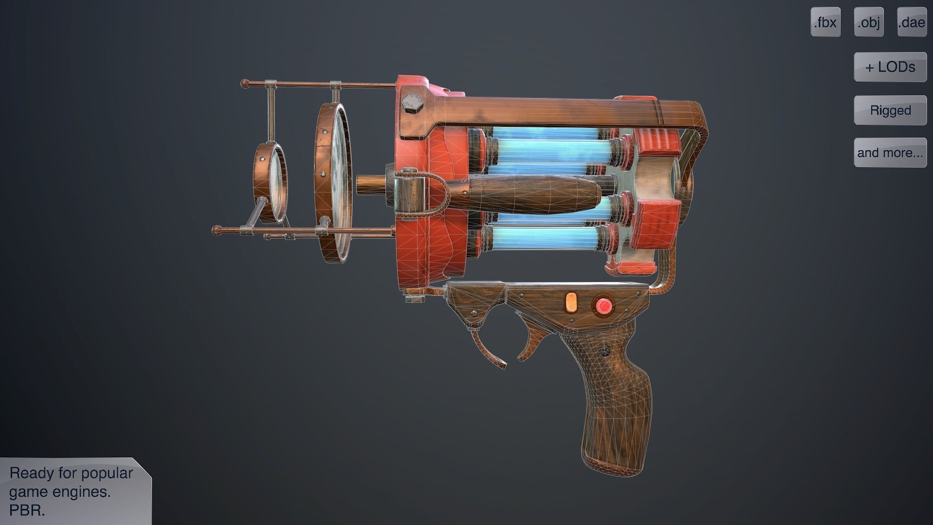 Retro laser pistol Low-poly 3D model_5