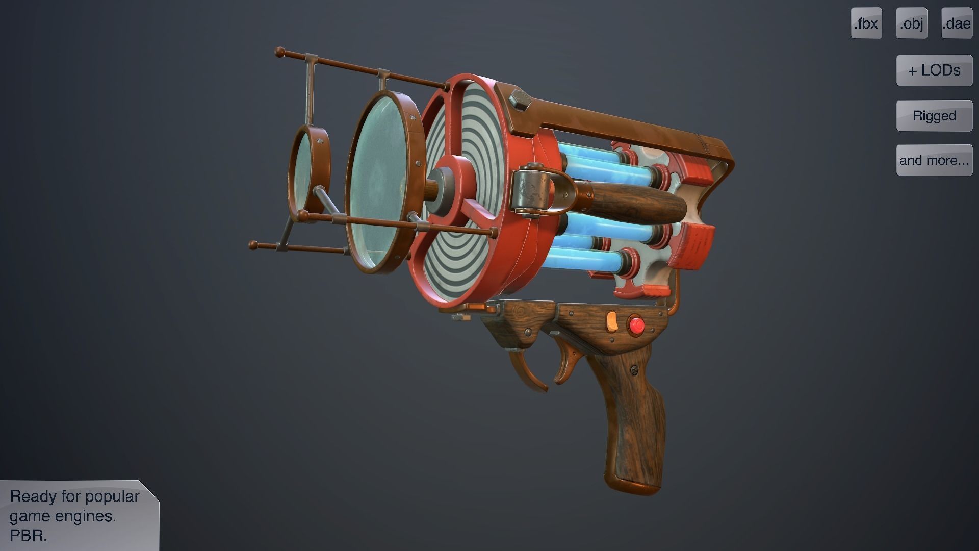Retro laser pistol Low-poly 3D model_2