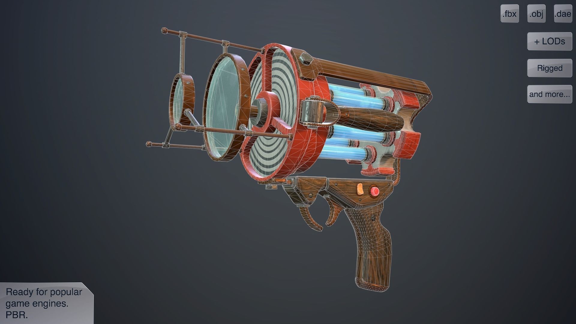Retro laser pistol Low-poly 3D model_3