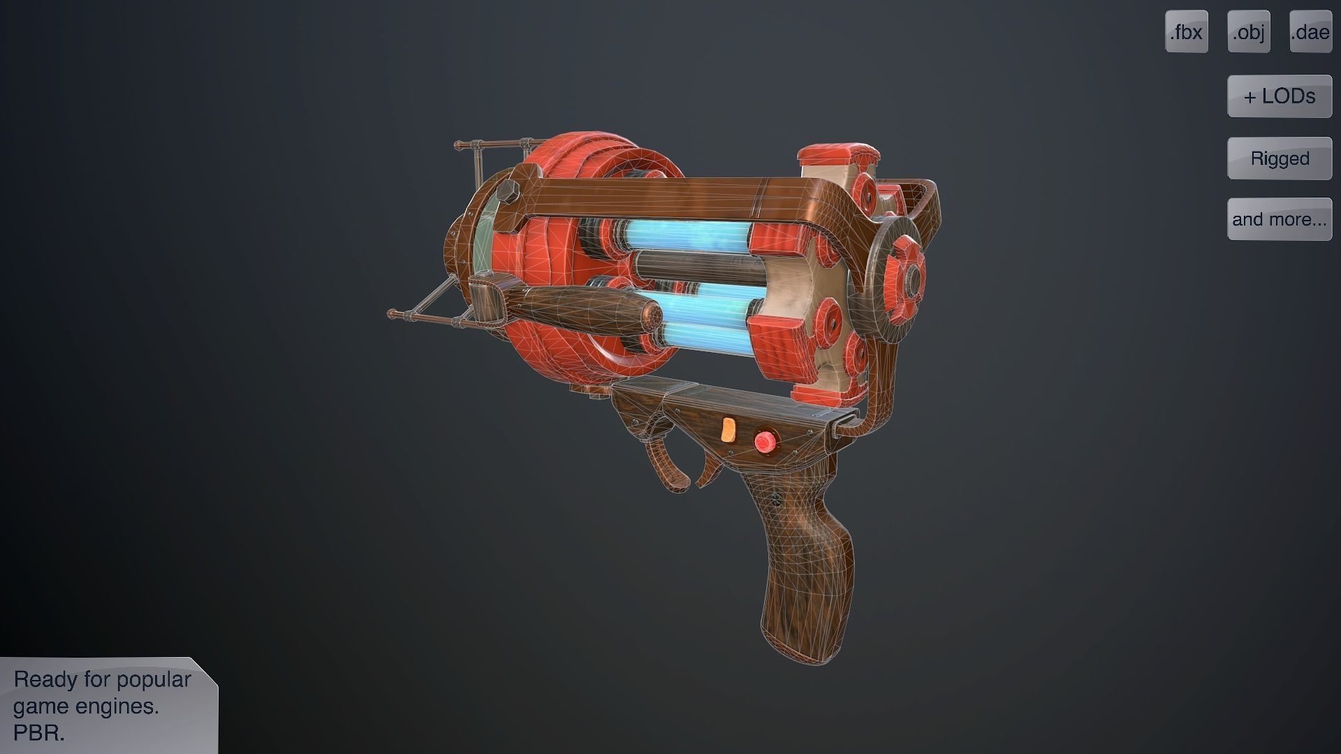 Retro laser pistol Low-poly 3D model_7