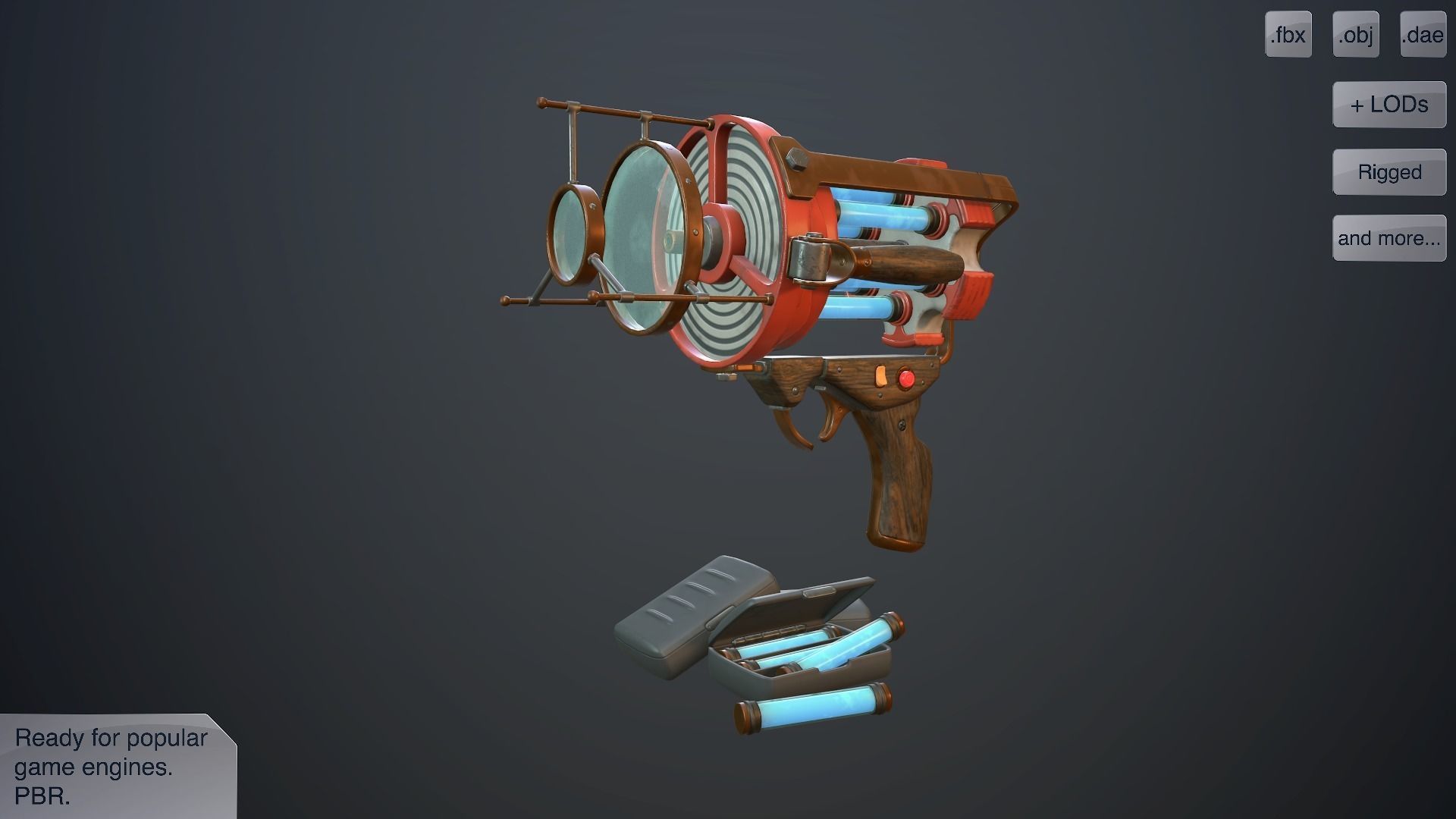 Retro laser pistol Low-poly 3D model_0