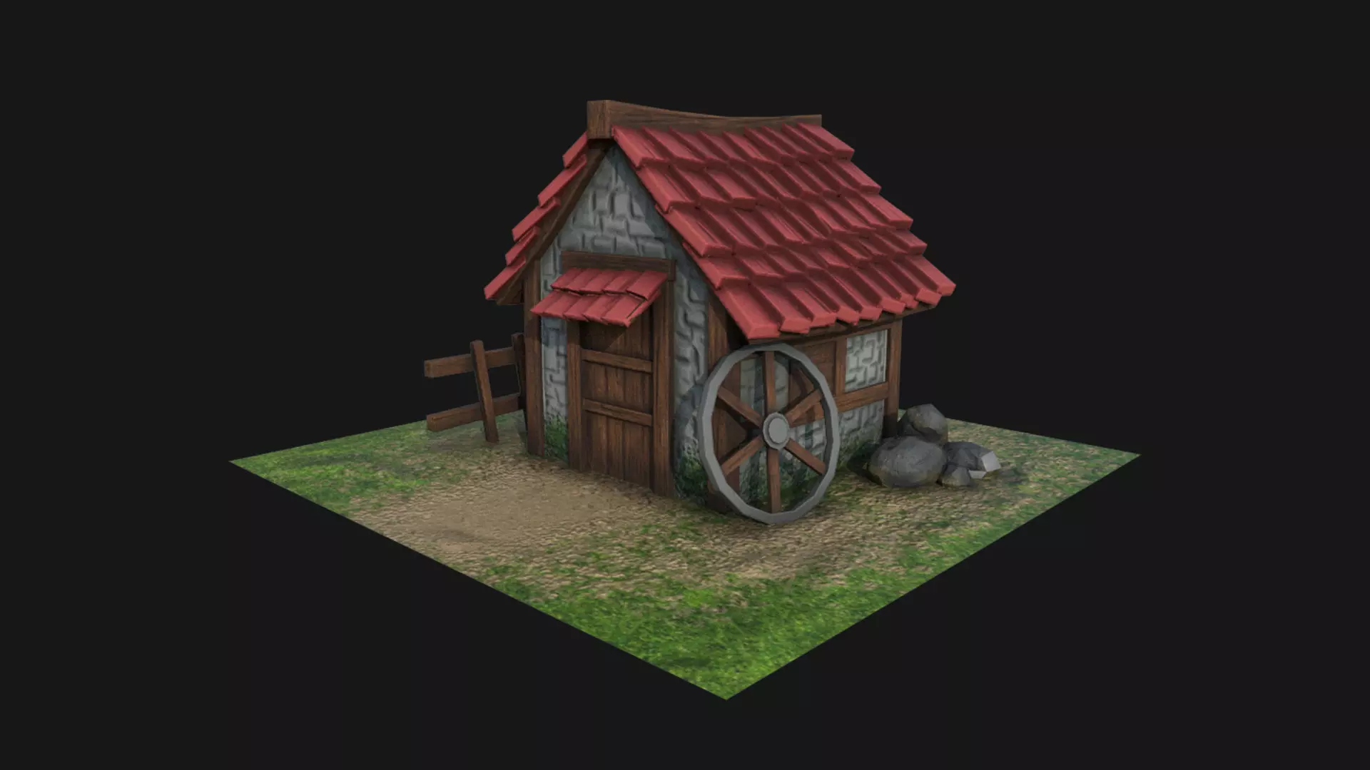 low poly house for game Free low-poly 3D model