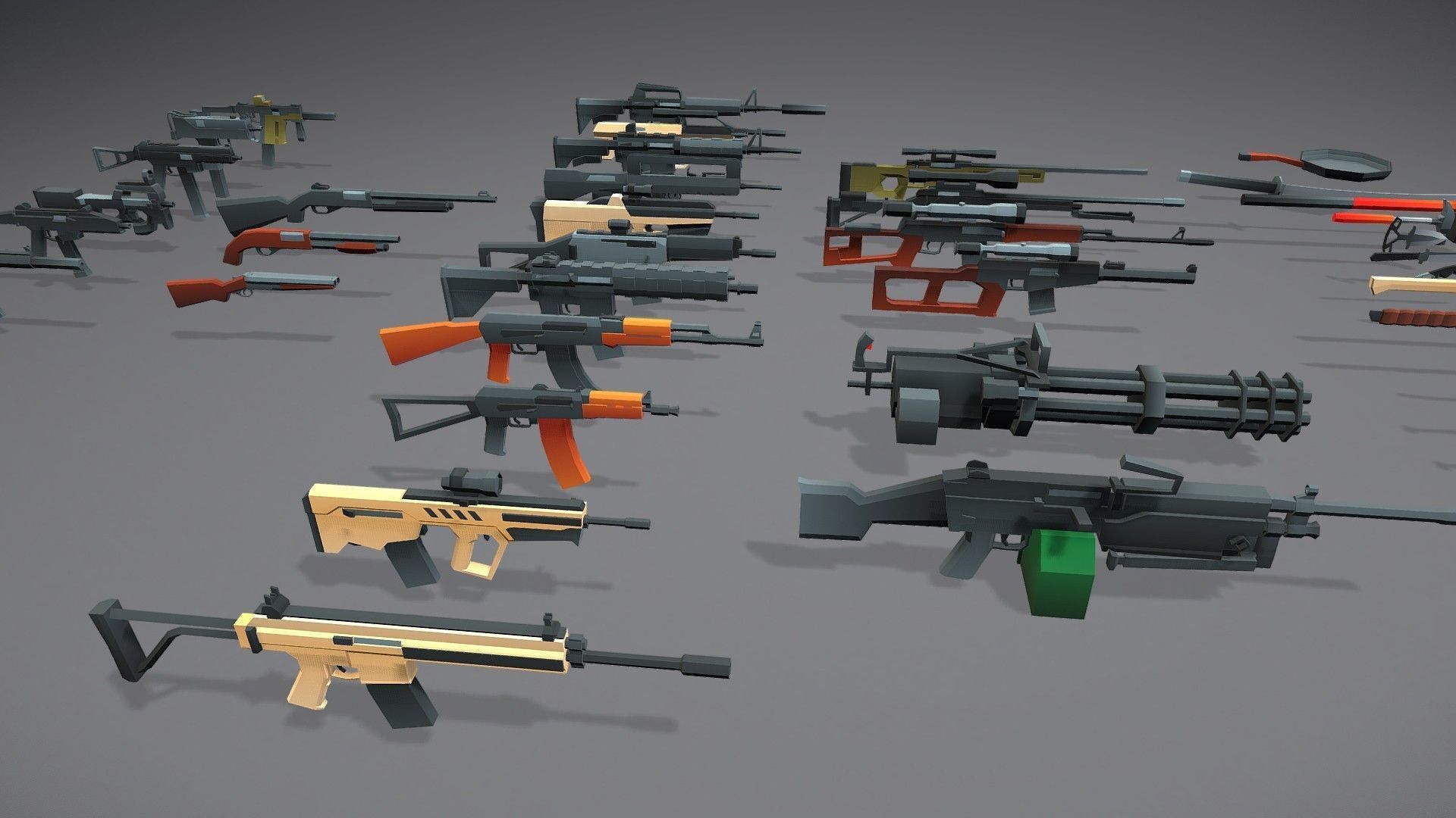 Low Poly Weapons Collection - 64 Pack Low-poly 3D model_2