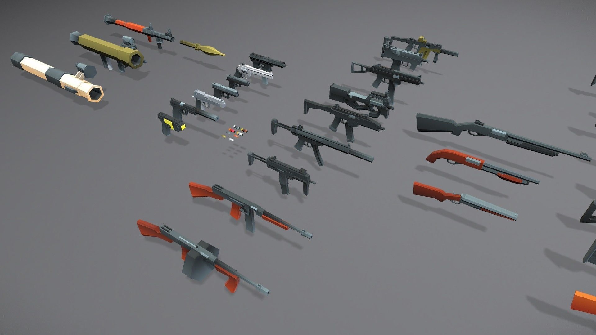 Low Poly Weapons Collection - 64 Pack Low-poly 3D model_1