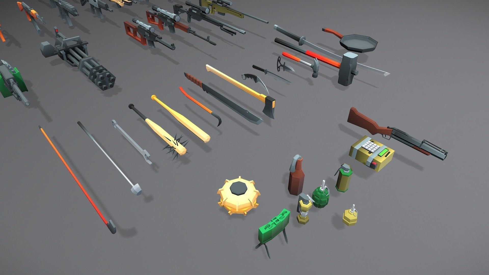 Low Poly Weapons Collection - 64 Pack Low-poly 3D model_3