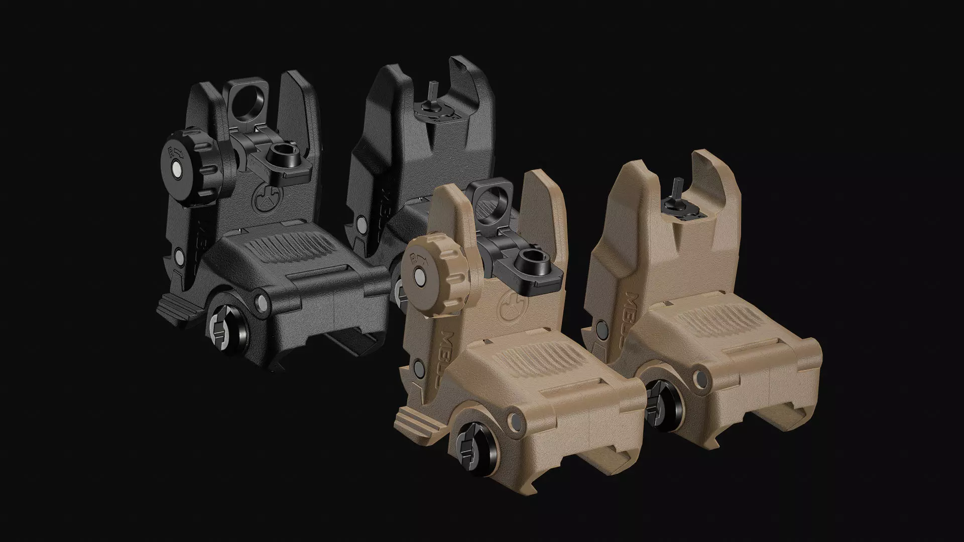 Magpul MBUS Ironsights Low-poly 3D model