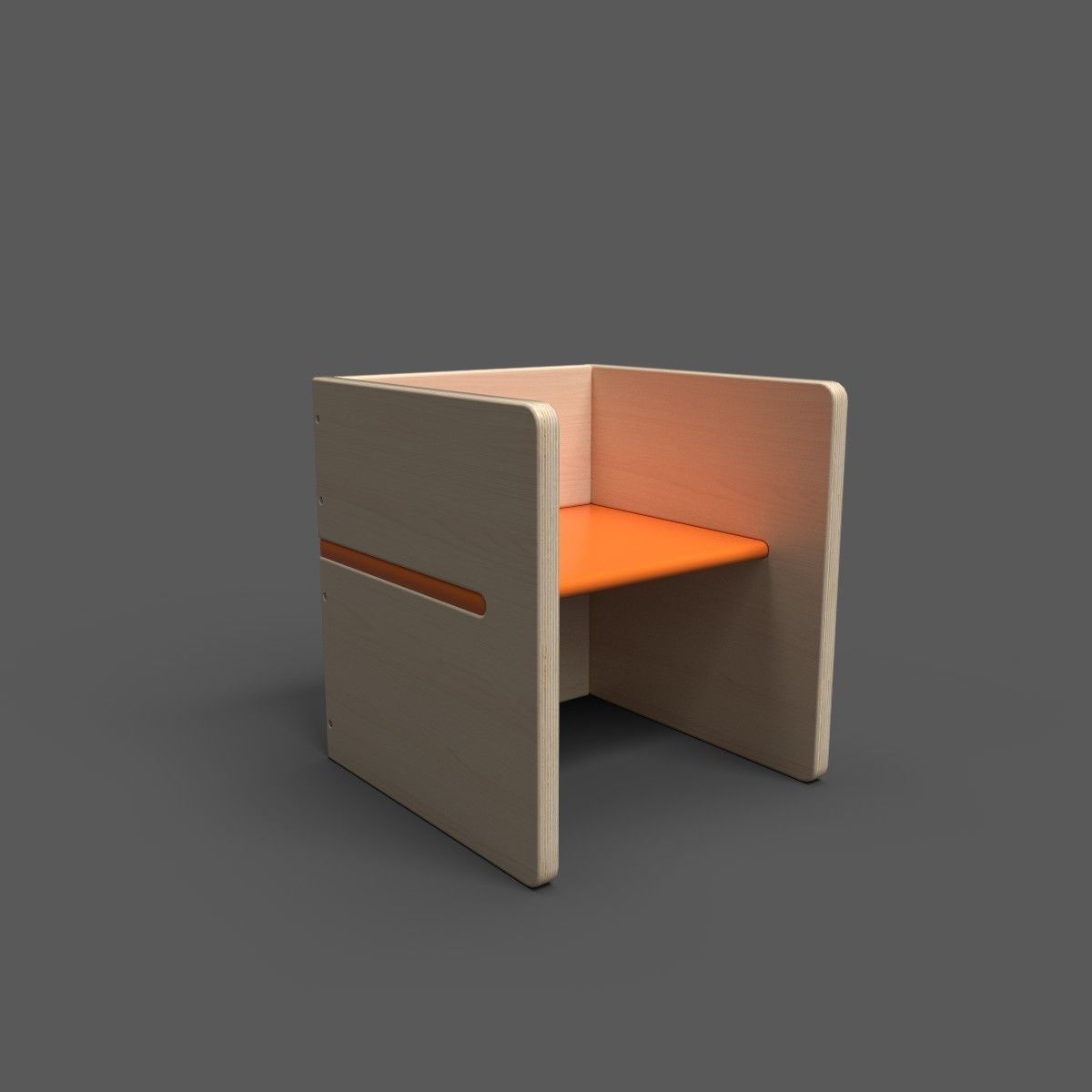 ArmChairPop wooden chair with seat and measurements Low-poly 3D model_9