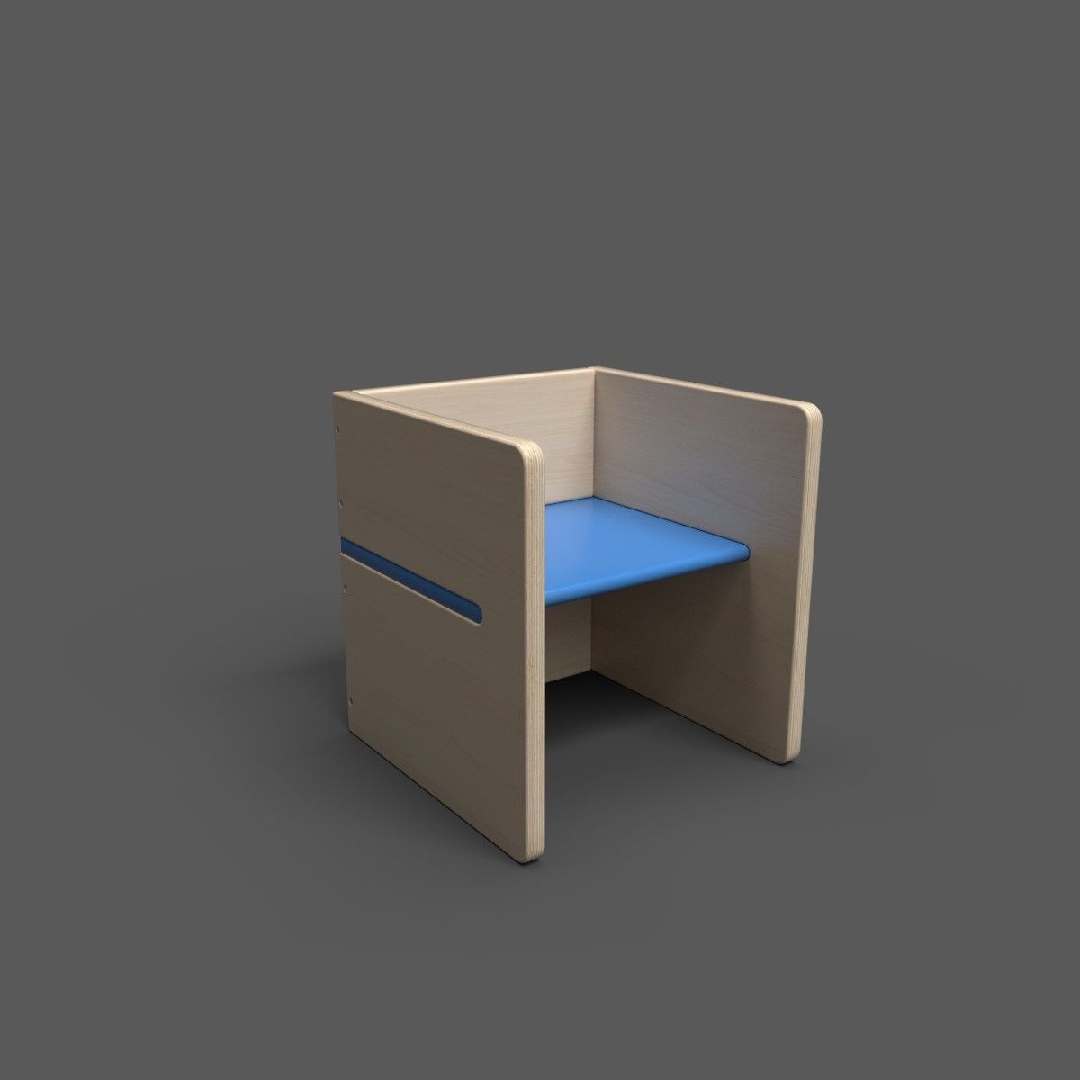 ArmChairPop wooden chair with seat and measurements Low-poly 3D model_7