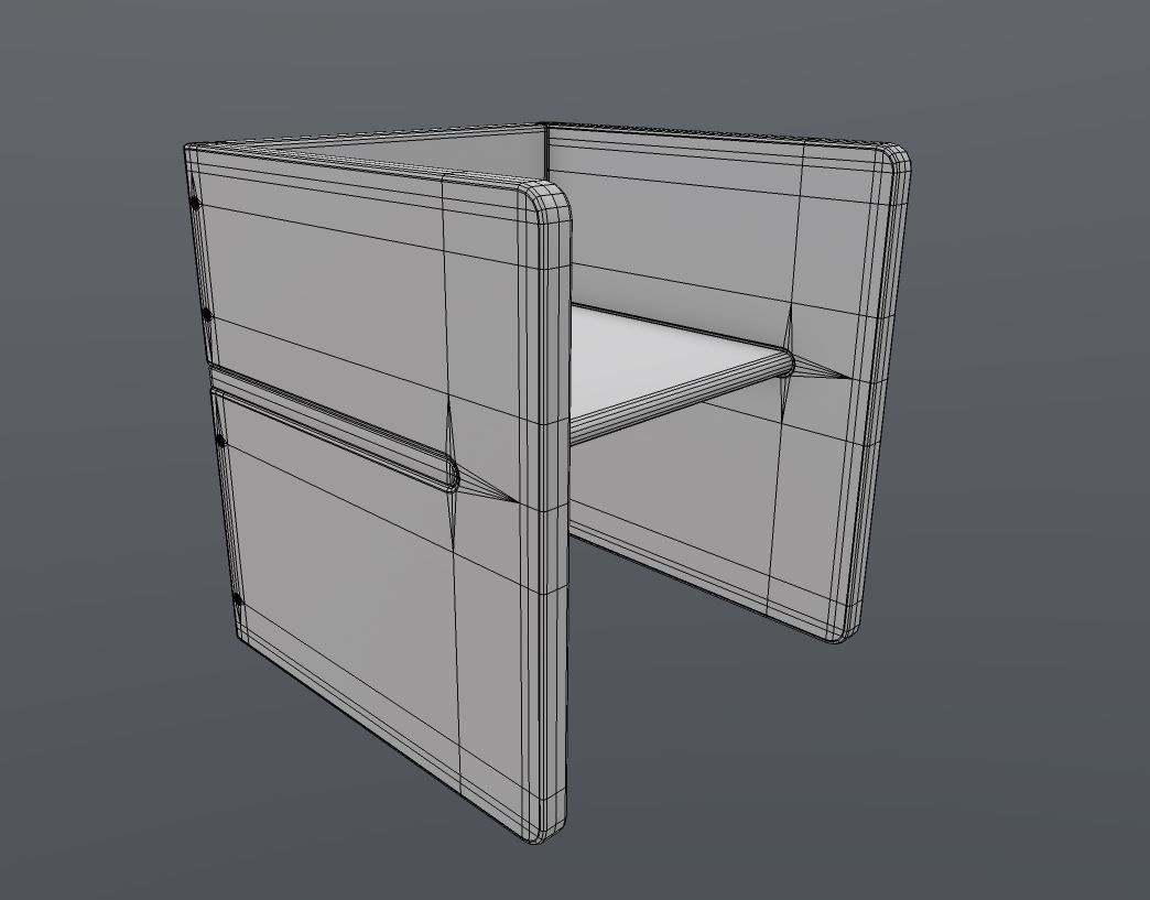 ArmChairPop wooden chair with seat and measurements Low-poly 3D model_5