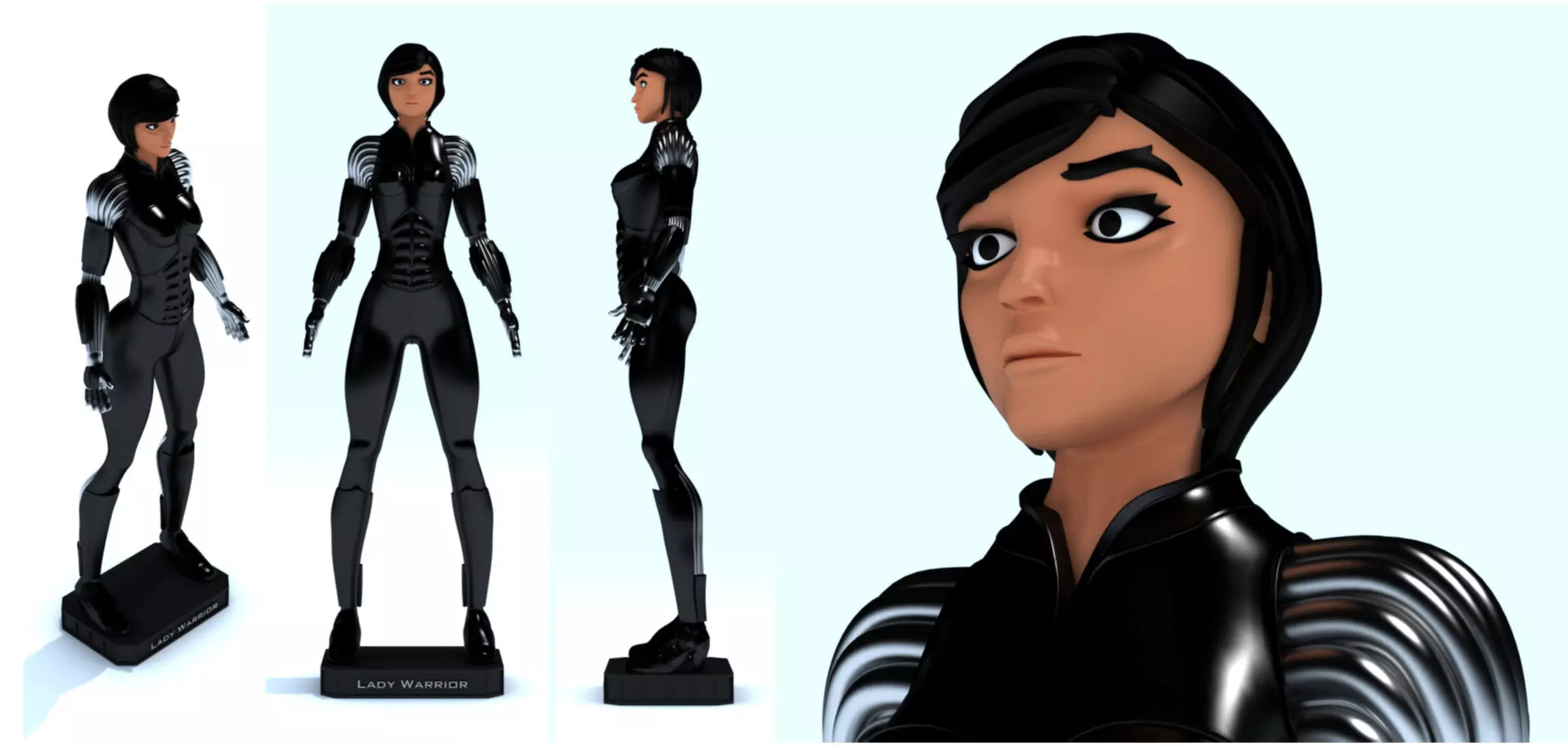 Lady Warrior With Stand 3D print model