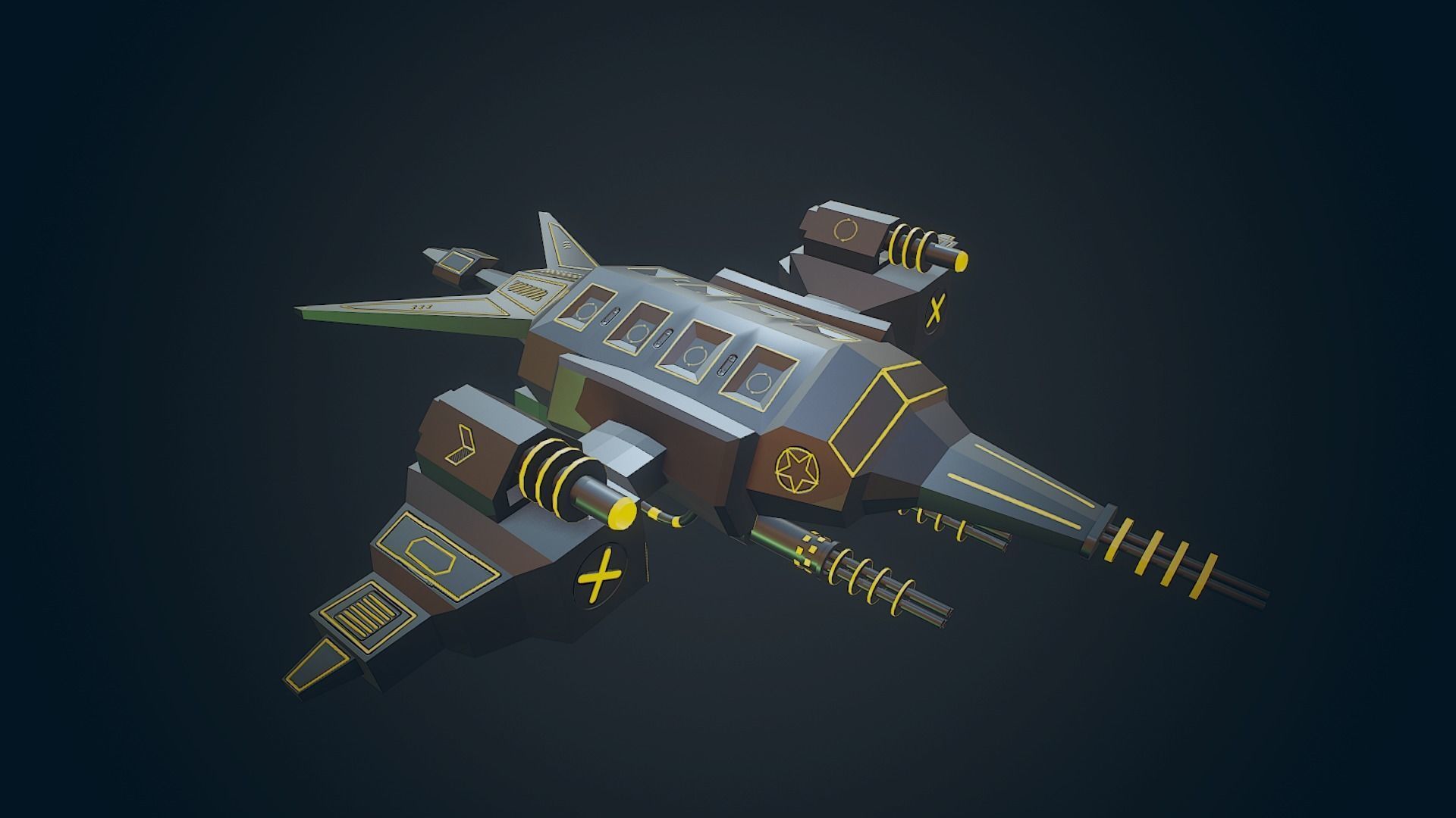 Sci-fi Military drone - 04 Low-poly 3D model_3