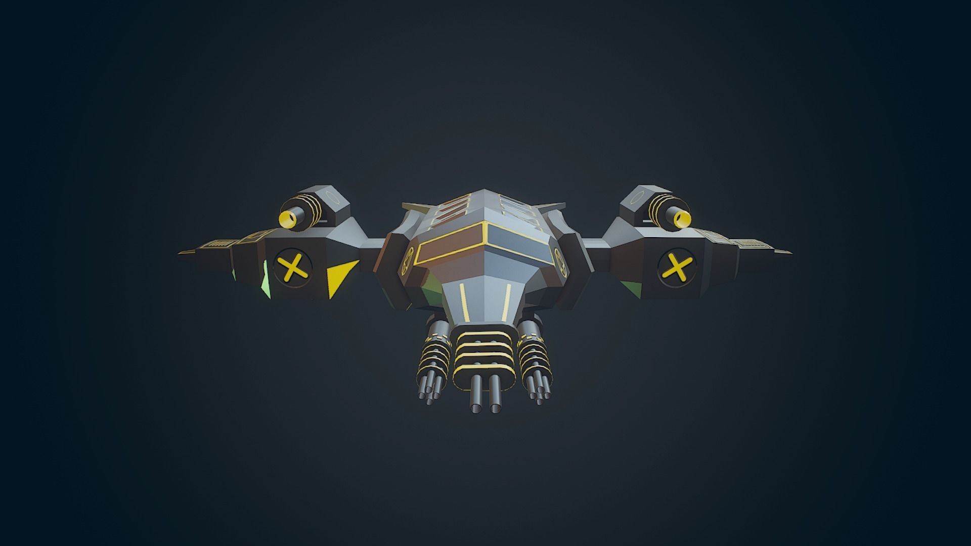 Sci-fi Military drone - 04 Low-poly 3D model_8