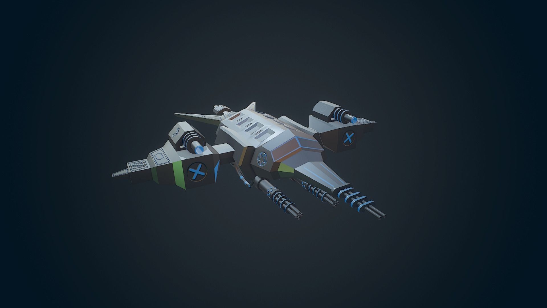 Sci-fi Military drone - 04 Low-poly 3D model_9