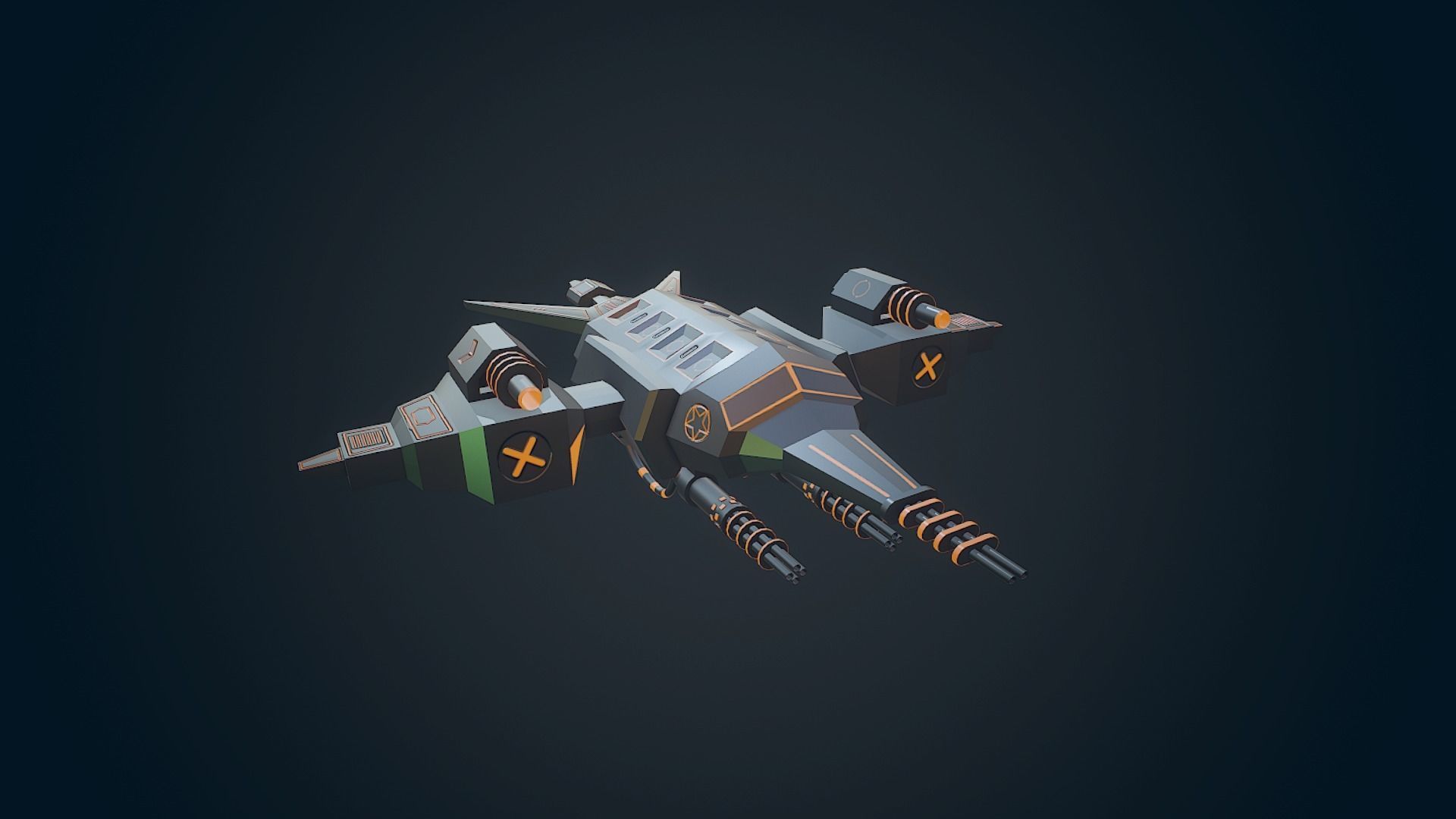 Sci-fi Military drone - 04 Low-poly 3D model_13