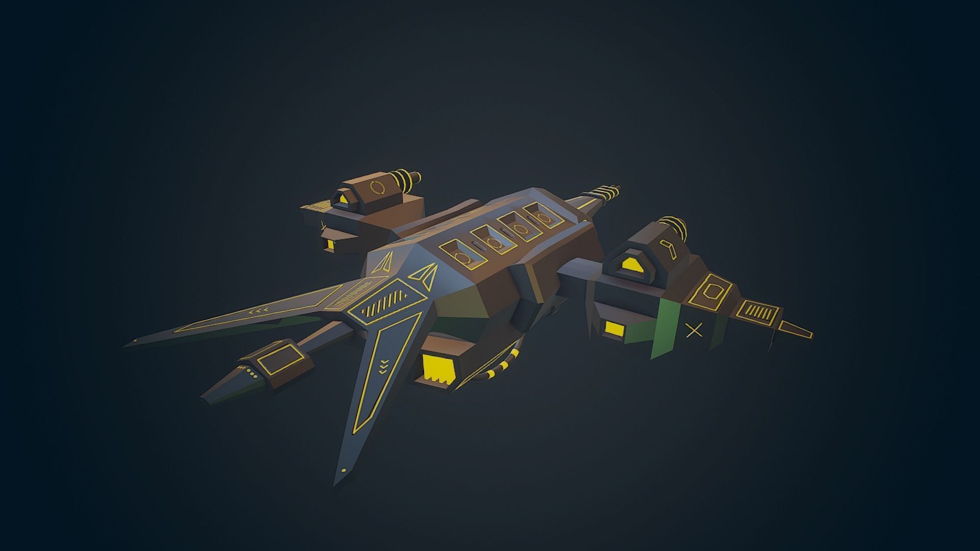 Sci-fi Military drone - 04 Low-poly 3D model_4
