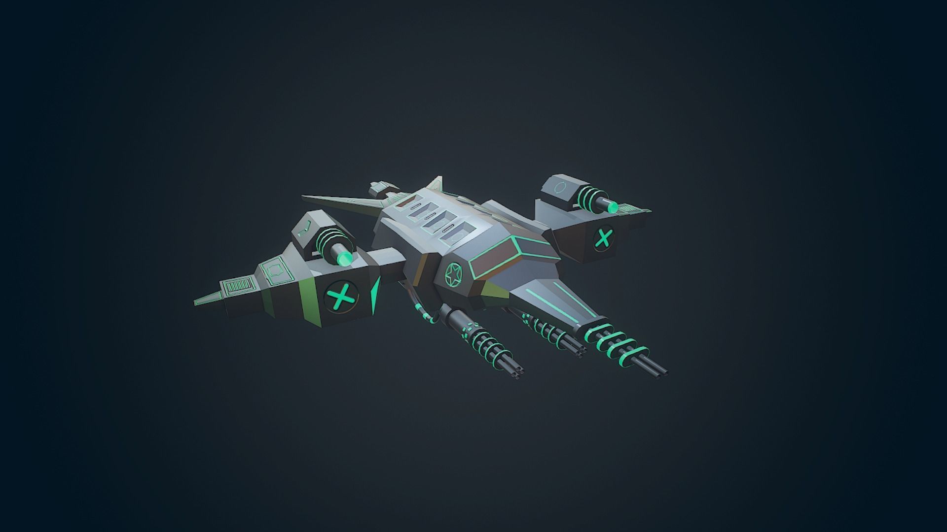Sci-fi Military drone - 04 Low-poly 3D model_11