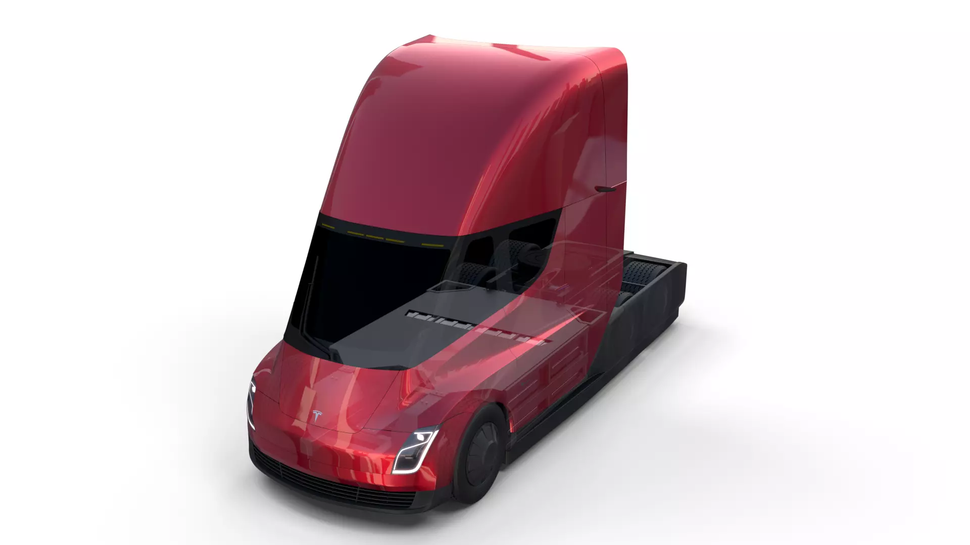 Tesla Truck with Chassis Red 3D model