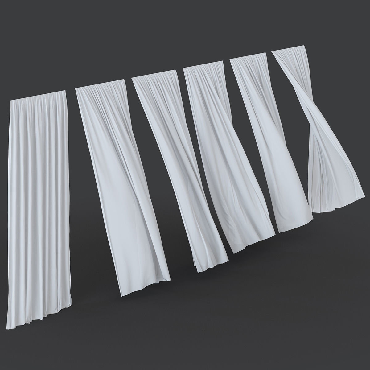 Curtain in the wind 3D model_2
