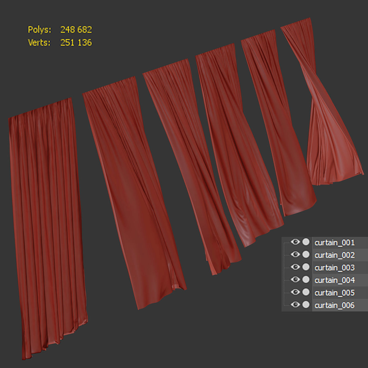 Curtain in the wind 3D model_4