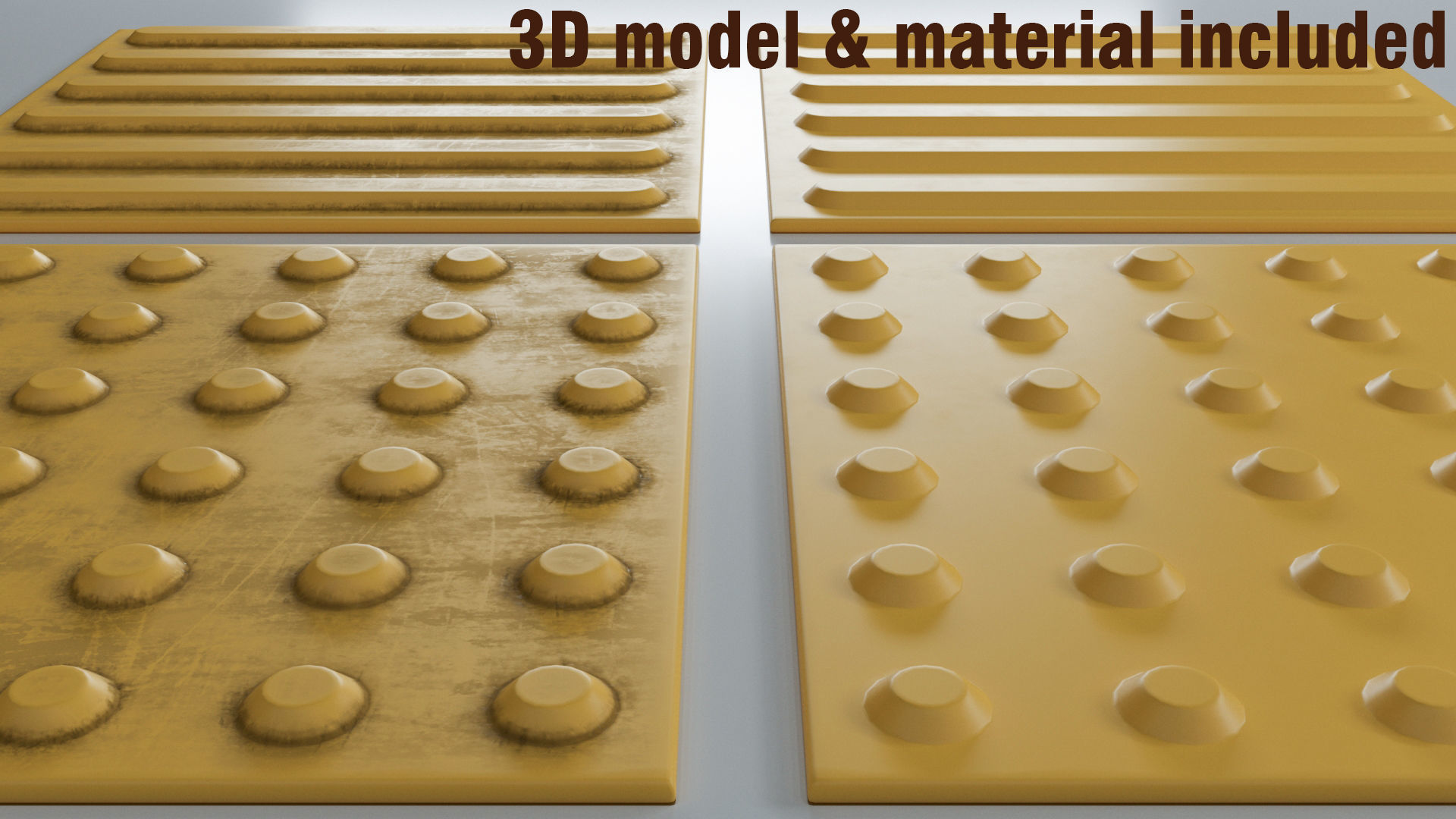 Pavement tactile tiles 3D model and texture PBR 3D model_1
