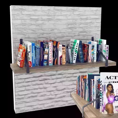 Set of books shelf and wall segment
