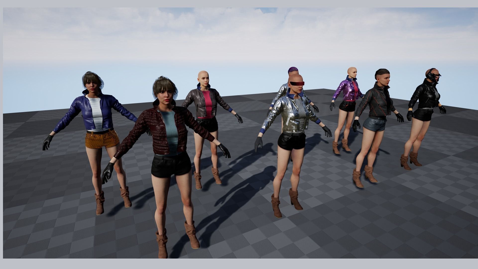 cyberpunk female a1 UNREAL ENGINE 4 22 Low-poly 3D model_4