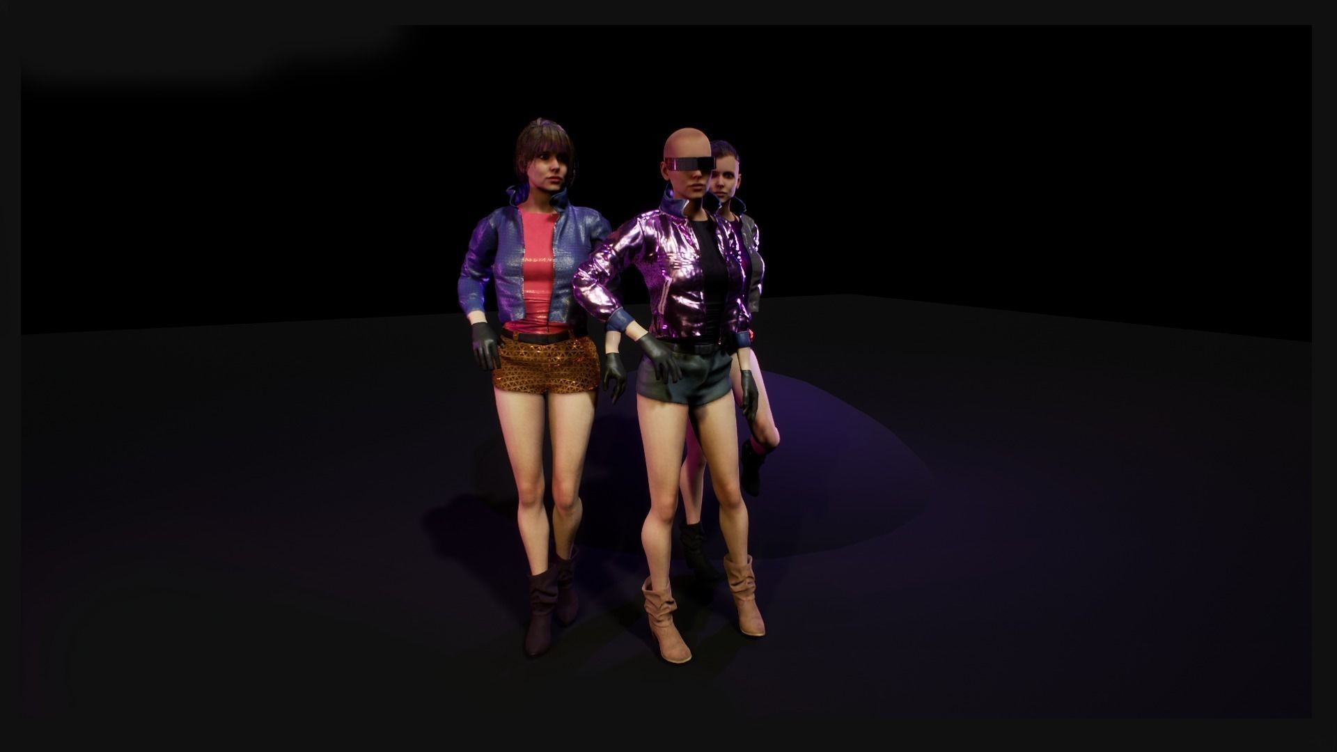 cyberpunk female a1 UNREAL ENGINE 4 22 Low-poly 3D model_12